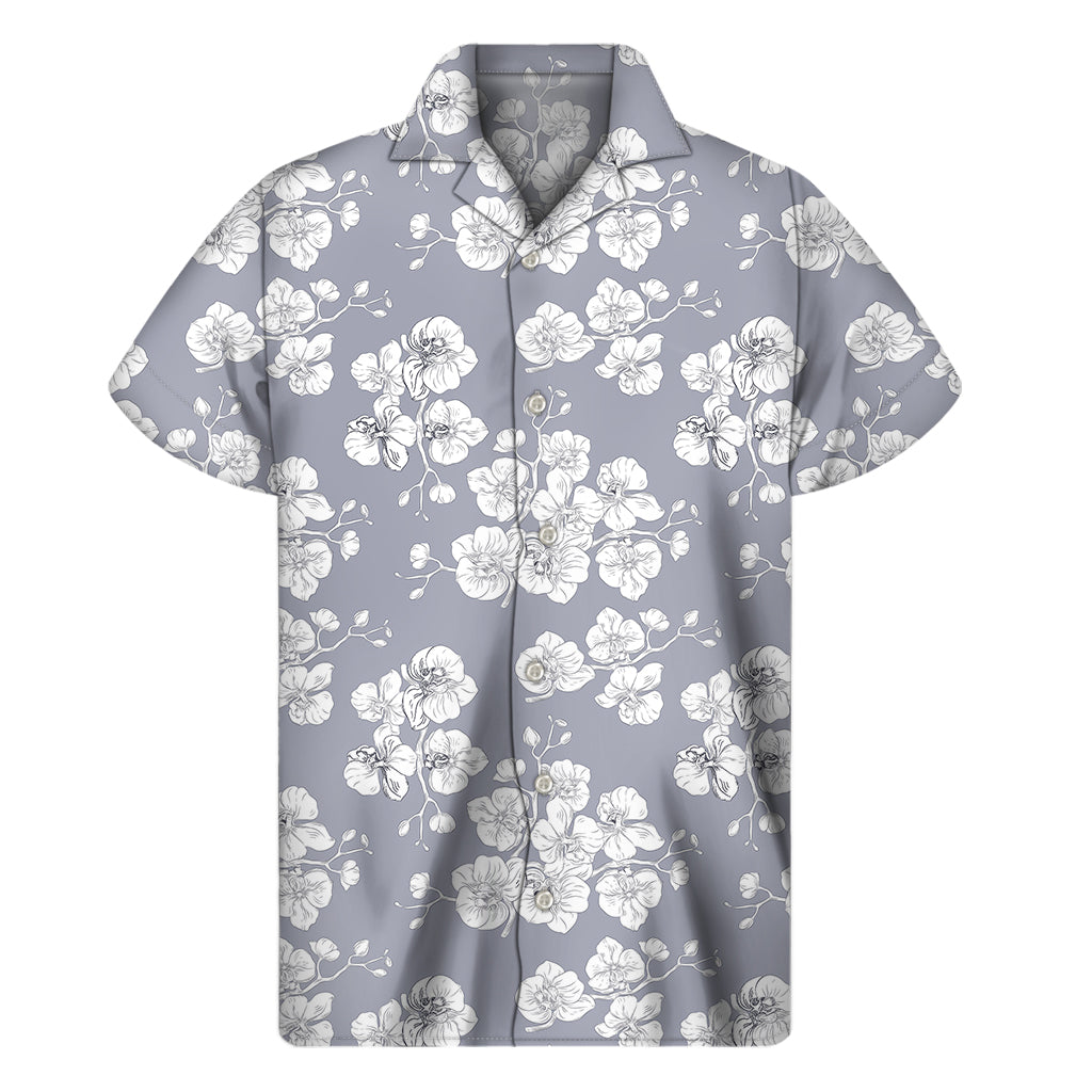 Drawing Orchid Pattern Print Men's Short Sleeve Shirt