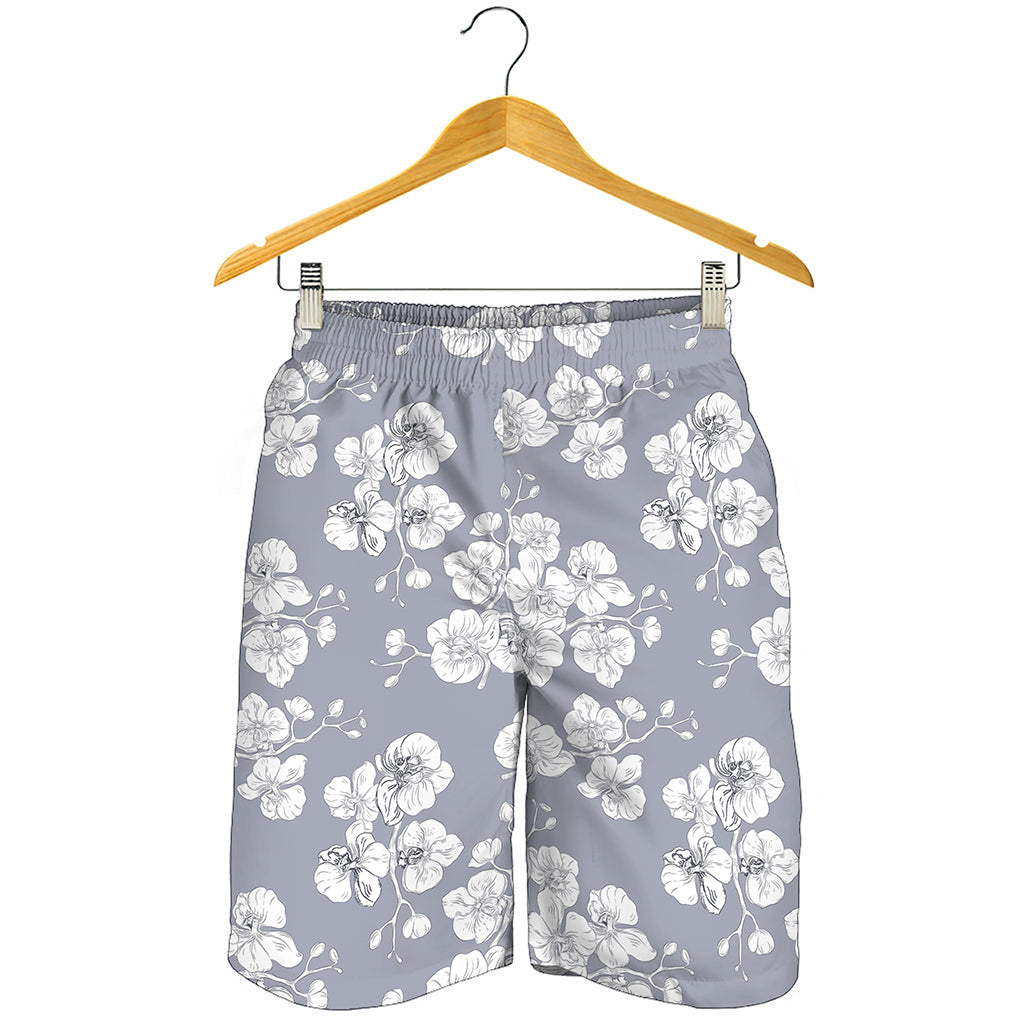 Drawing Orchid Pattern Print Men's Shorts
