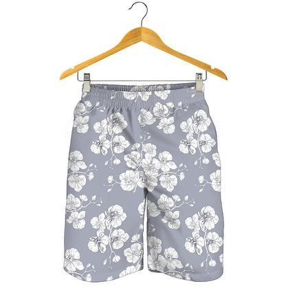 Drawing Orchid Pattern Print Men's Shorts