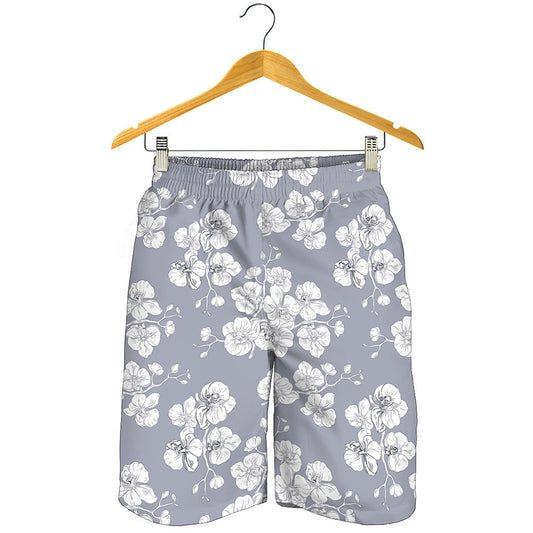 Drawing Orchid Pattern Print Men's Shorts