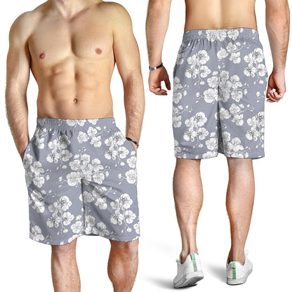 Drawing Orchid Pattern Print Men's Shorts
