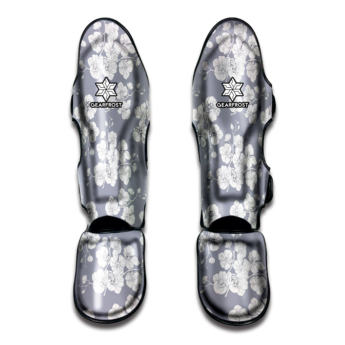 Drawing Orchid Pattern Print Muay Thai Shin Guard