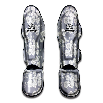 Drawing Orchid Pattern Print Muay Thai Shin Guard