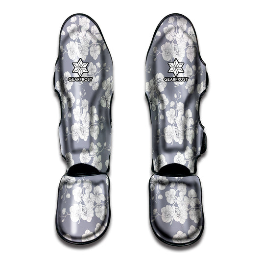Drawing Orchid Pattern Print Muay Thai Shin Guard