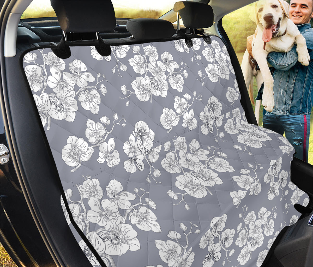 Drawing Orchid Pattern Print Pet Car Back Seat Cover