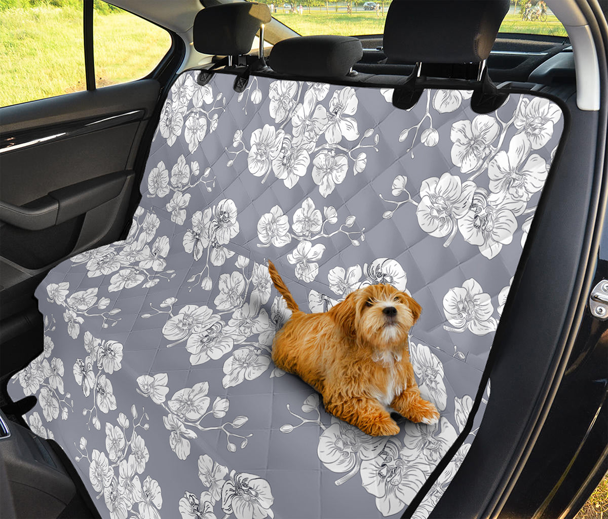 Drawing Orchid Pattern Print Pet Car Back Seat Cover