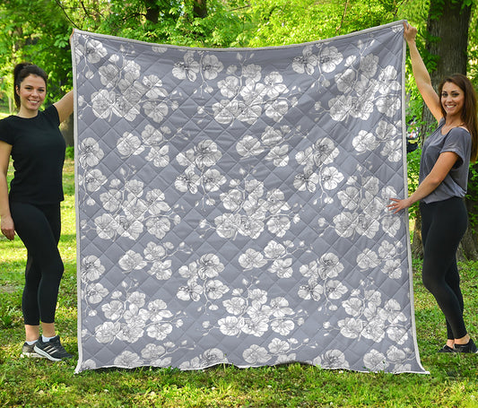 Drawing Orchid Pattern Print Quilt