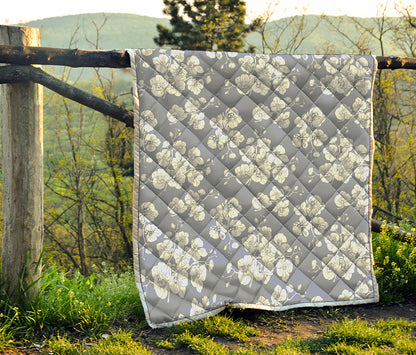 Drawing Orchid Pattern Print Quilt