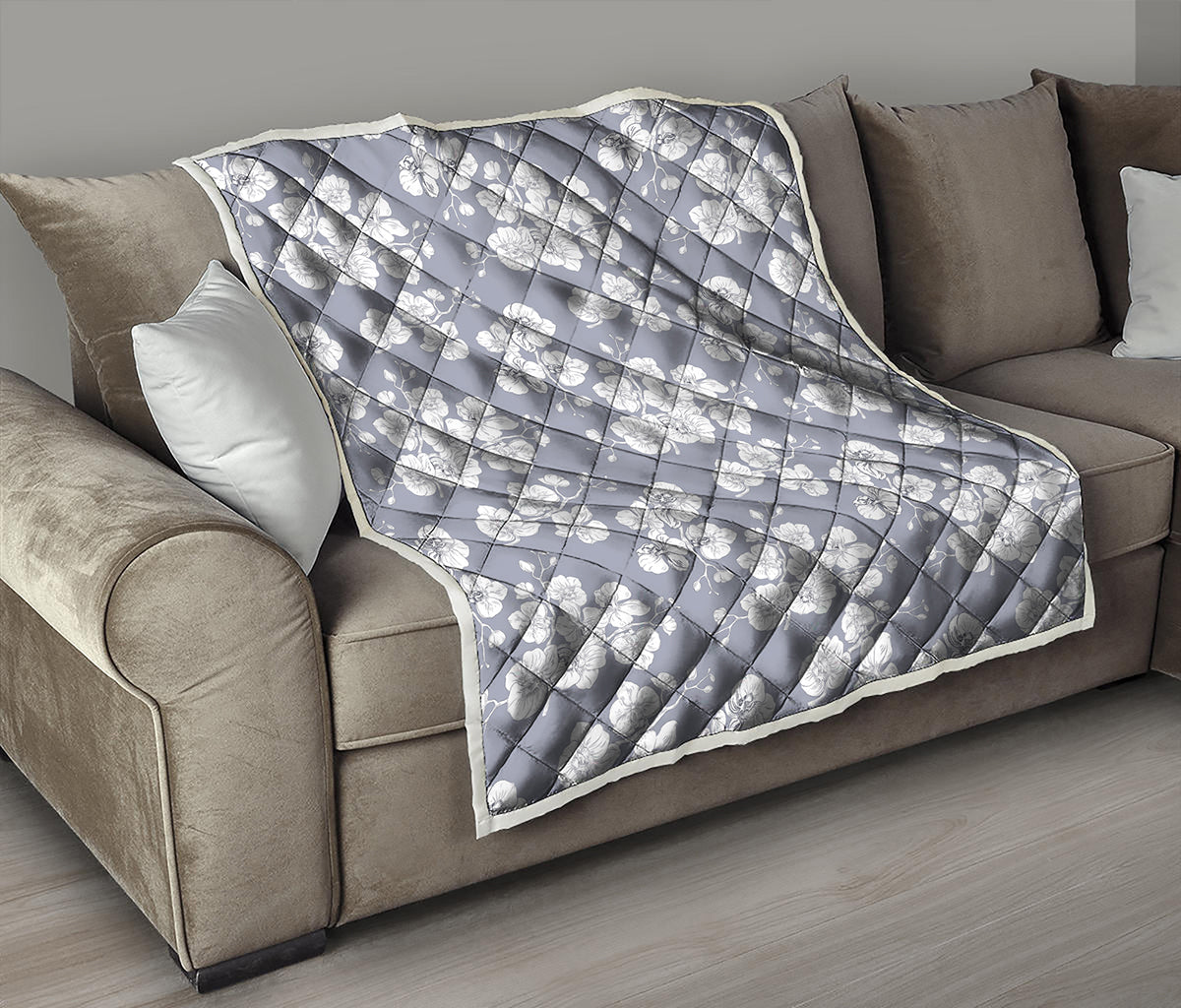 Drawing Orchid Pattern Print Quilt