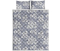Drawing Orchid Pattern Print Quilt Bed Set