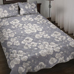 Drawing Orchid Pattern Print Quilt Bed Set