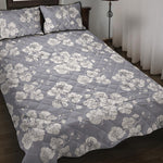 Drawing Orchid Pattern Print Quilt Bed Set