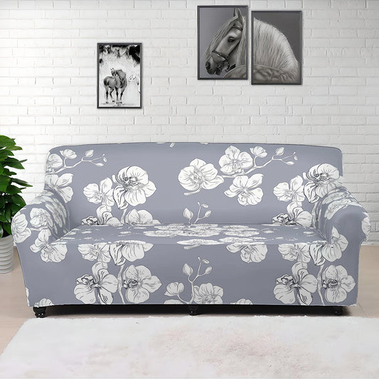 Drawing Orchid Pattern Print Sofa Cover