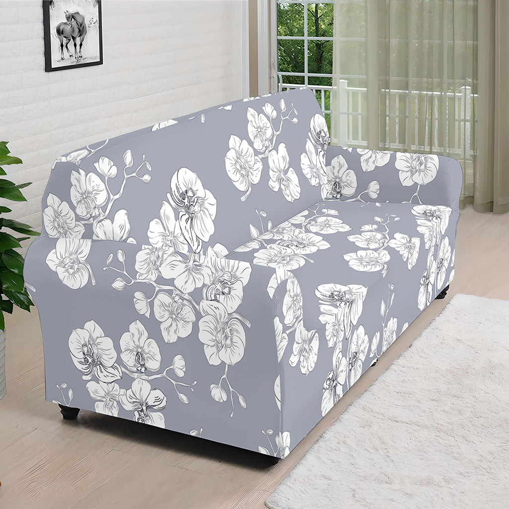 Drawing Orchid Pattern Print Sofa Cover