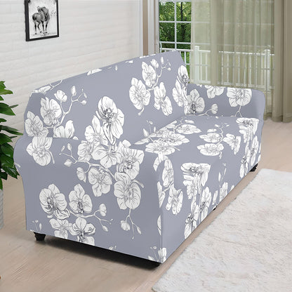 Drawing Orchid Pattern Print Sofa Cover
