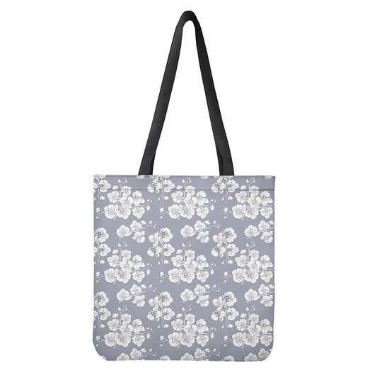 Drawing Orchid Pattern Print Tote Bag