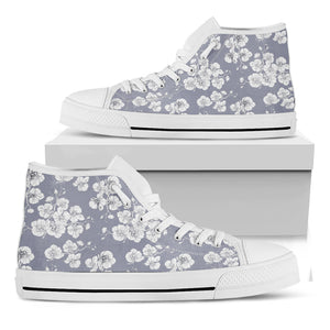 Gray Blue Dripping Lace Pattern White Low Tops - Custom Converse Shoes