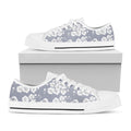 Drawing Orchid Pattern Print White Low Top Sneakers