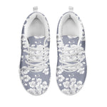 Drawing Orchid Pattern Print White Sneakers