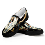 Dreamcatcher Deer Skull Print Black Slip On Shoes