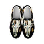 Dreamcatcher Deer Skull Print Black Slip On Shoes