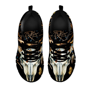 Dreamcatcher Deer Skull Print Black Sneakers