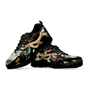 Dreamcatcher Deer Skull Print Black Sneakers