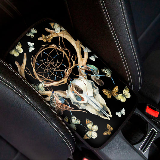 Dreamcatcher Deer Skull Print Car Center Console Cover