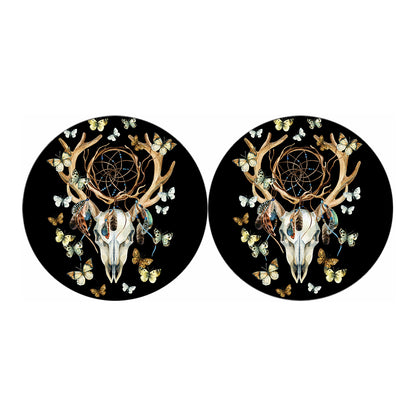 Dreamcatcher Deer Skull Print Car Coasters