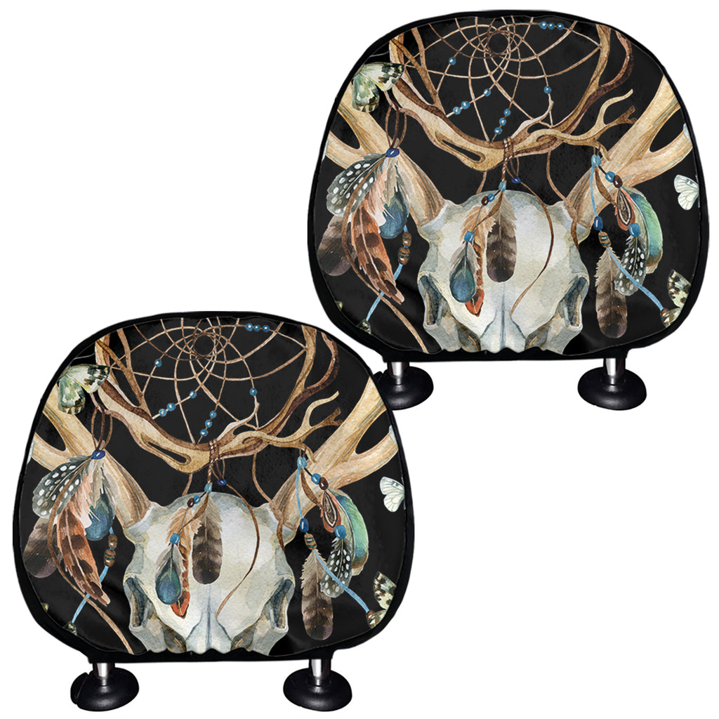 Dreamcatcher Deer Skull Print Car Headrest Covers