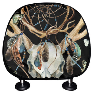 Dreamcatcher Deer Skull Print Car Headrest Covers