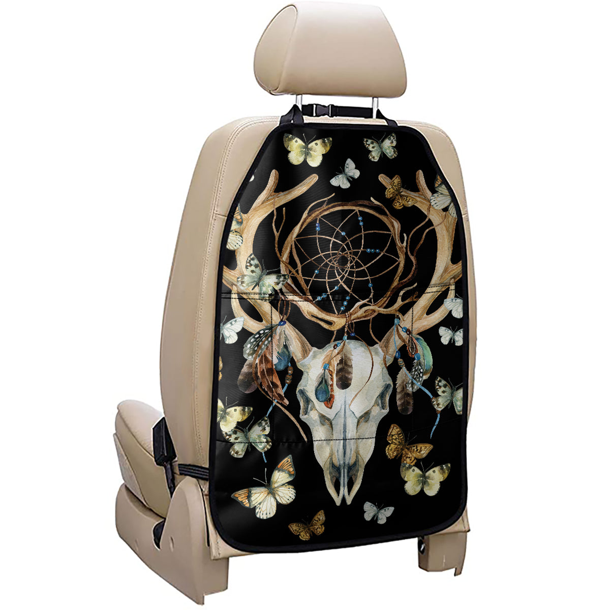 Dreamcatcher Deer Skull Print Car Seat Organizers