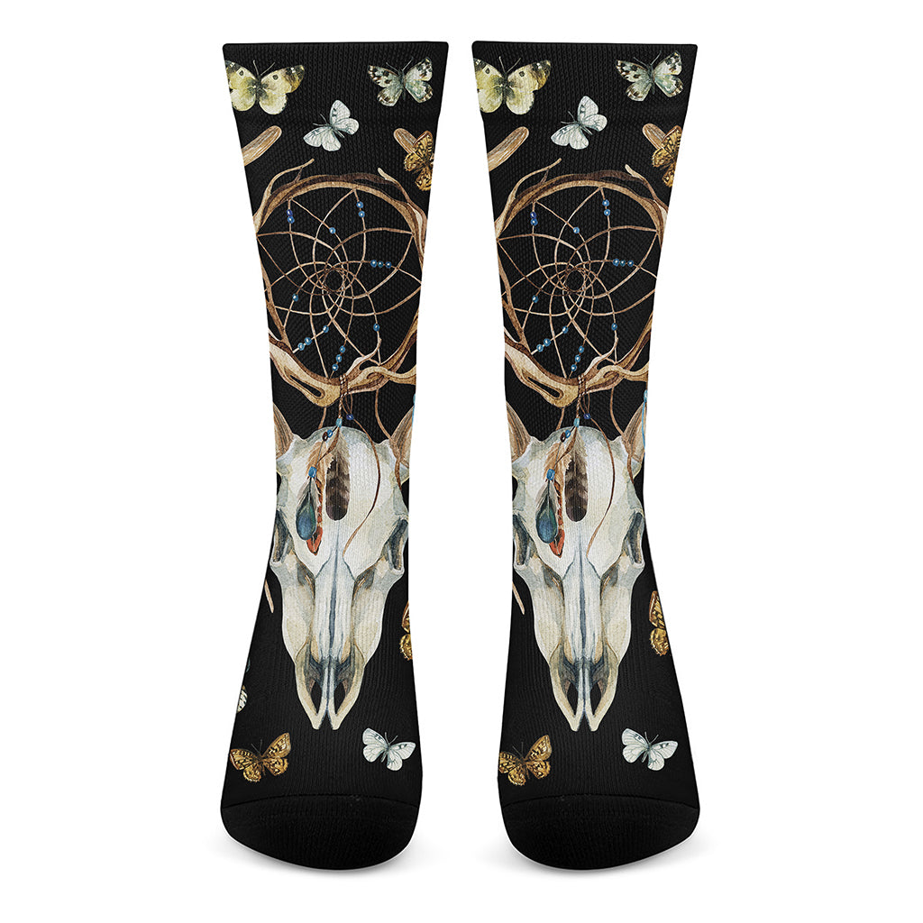 Dreamcatcher Deer Skull Print Crew Socks
