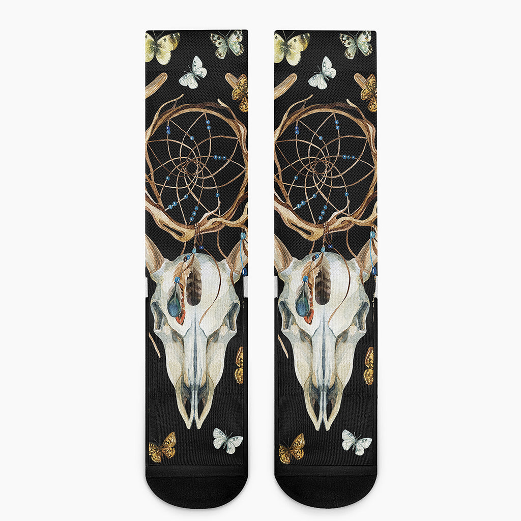 Dreamcatcher Deer Skull Print Crew Socks