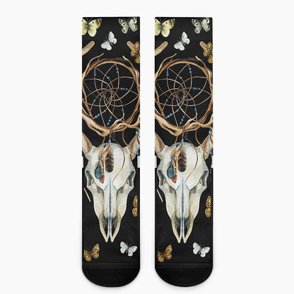 Dreamcatcher Deer Skull Print Crew Socks