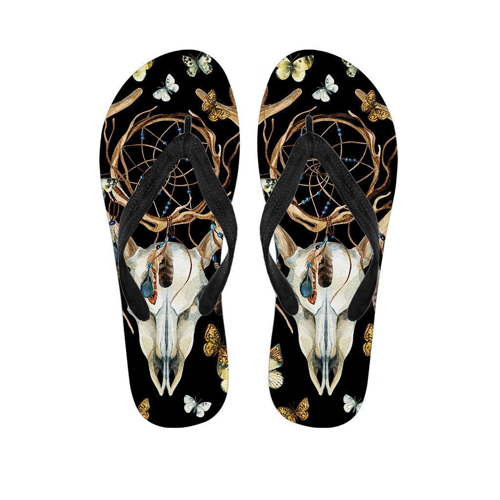 Dreamcatcher Deer Skull Print Flip Flops