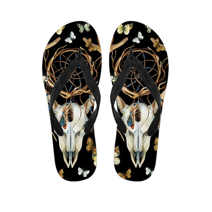 Dreamcatcher Deer Skull Print Flip Flops