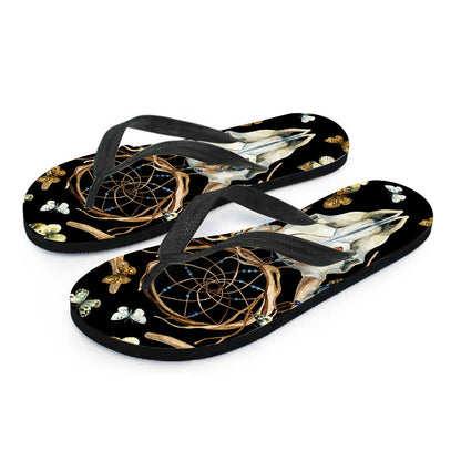 Dreamcatcher Deer Skull Print Flip Flops