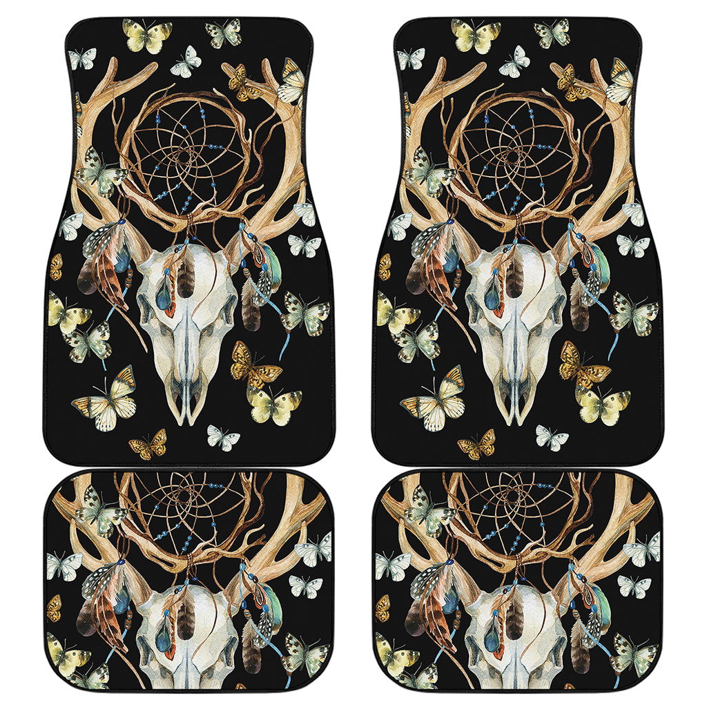 Dreamcatcher Deer Skull Print Front and Back Car Floor Mats
