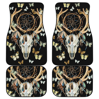 Dreamcatcher Deer Skull Print Front and Back Car Floor Mats
