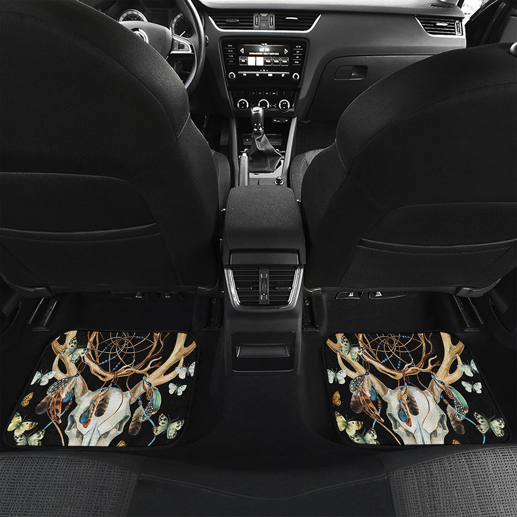 Dreamcatcher Deer Skull Print Front and Back Car Floor Mats