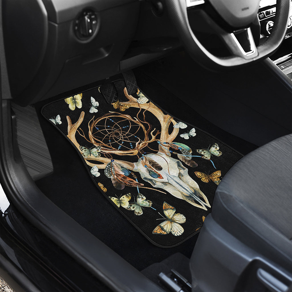 Dreamcatcher Deer Skull Print Front and Back Car Floor Mats