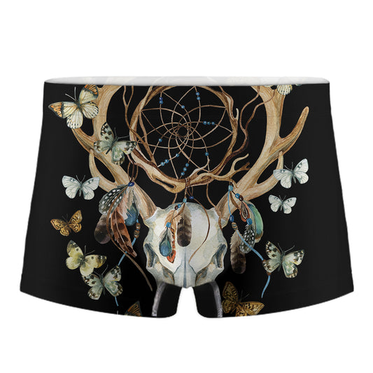 Dreamcatcher Deer Skull Print Men's Boxer Briefs