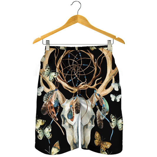 Dreamcatcher Deer Skull Print Men's Shorts