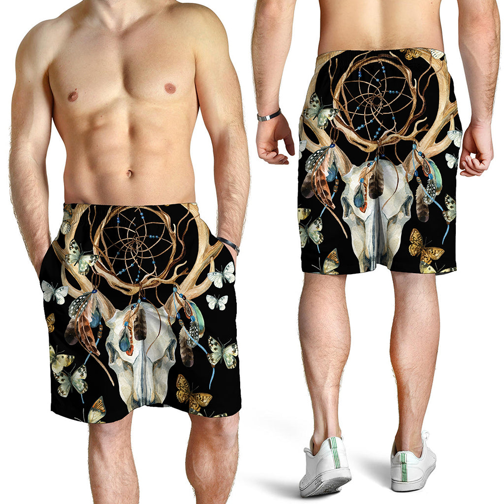 Dreamcatcher Deer Skull Print Men's Shorts