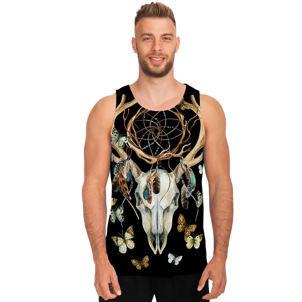 Dreamcatcher Deer Skull Print Men's Tank Top