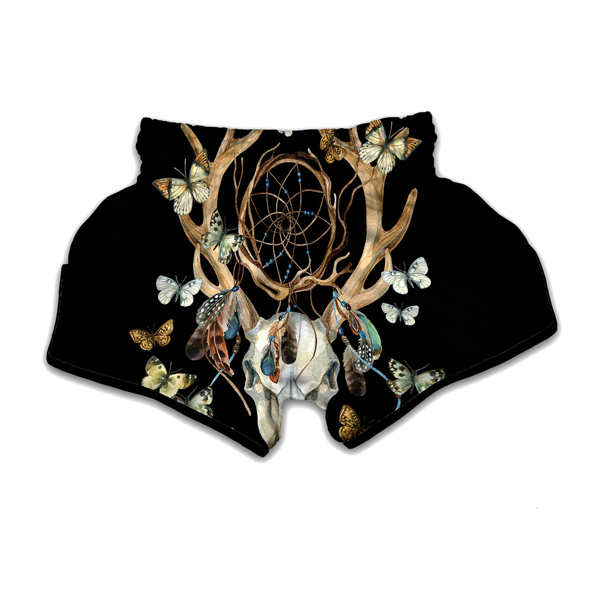 Dreamcatcher Deer Skull Print Muay Thai Boxing Shorts