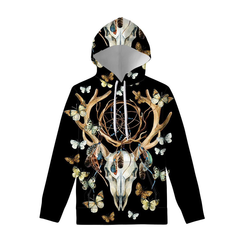 Dreamcatcher Deer Skull Print Pullover Hoodie