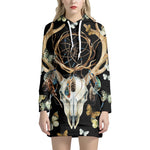 Dreamcatcher Deer Skull Print Pullover Hoodie Dress