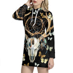 Dreamcatcher Deer Skull Print Pullover Hoodie Dress